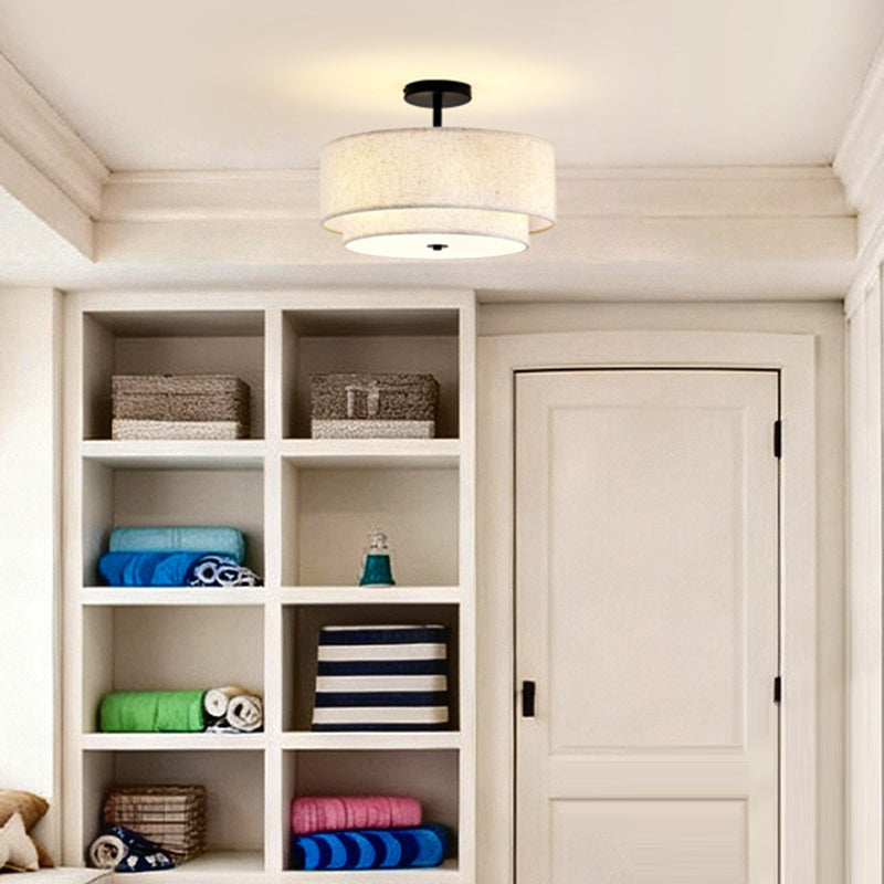 Modern Linen Iron Ceiling Light