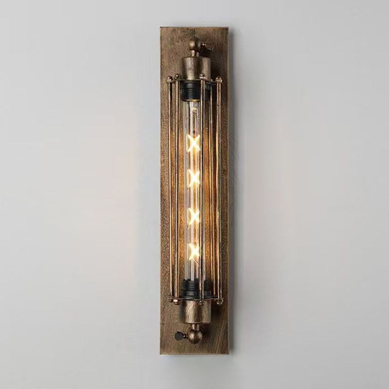 Industrial Iron Columnar 1-Light Wall Sconce Lamp