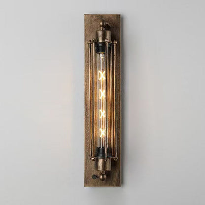Industrial Iron Columnar 1-Light Wall Sconce Lamp