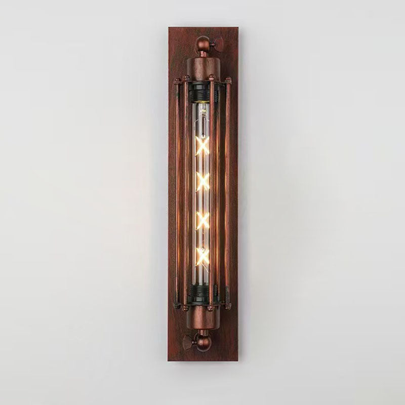 Industrial Iron Columnar 1-Light Wall Sconce Lamp