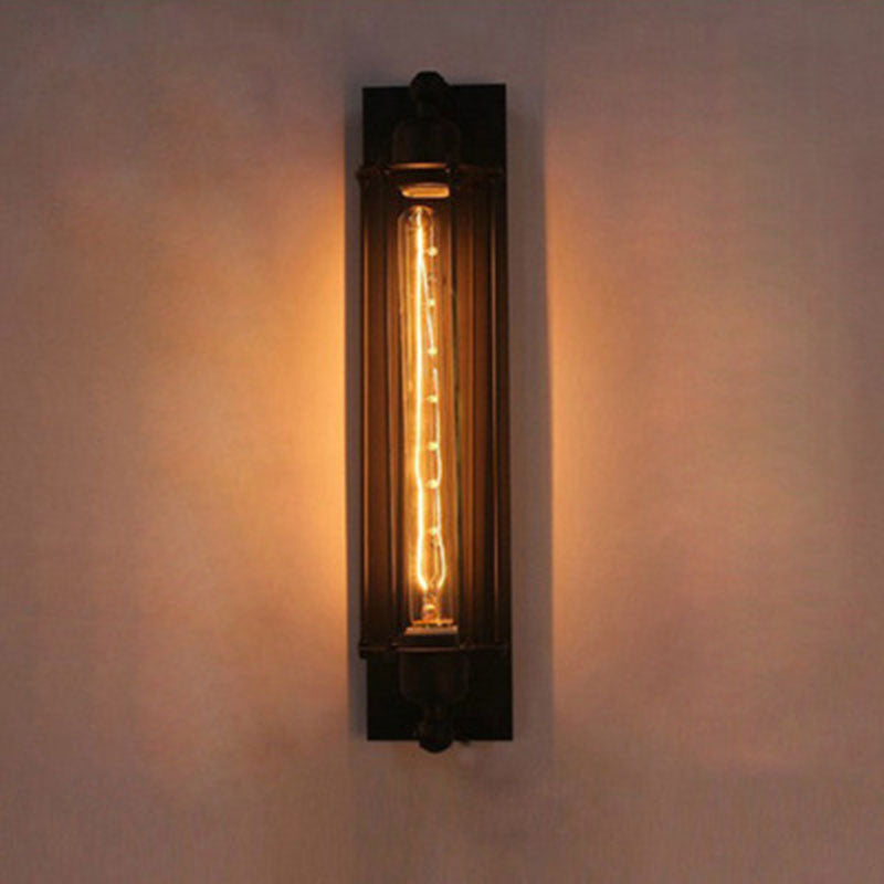 Industrial Iron Columnar 1-Light Wall Sconce Lamp