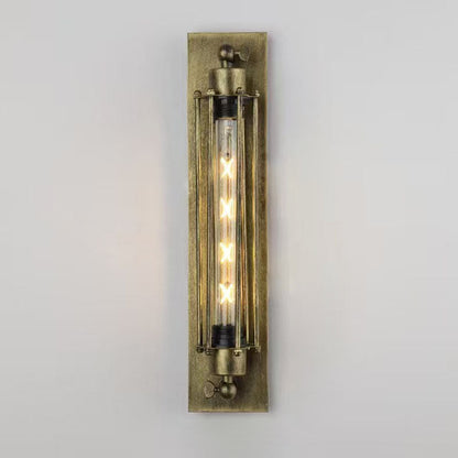 Industrial Iron Columnar 1-Light Wall Sconce Lamp