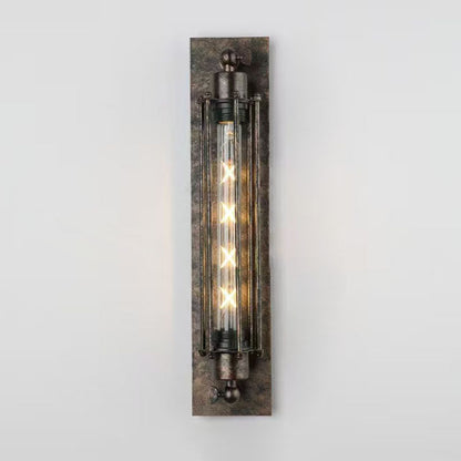 Industrial Iron Columnar 1-Light Wall Sconce Lamp