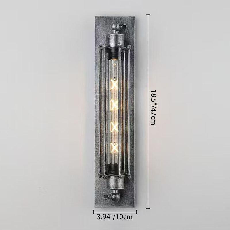 Industrial Iron Columnar 1-Light Wall Sconce Lamp