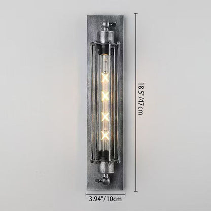 Industrial Iron Columnar 1-Light Wall Sconce Lamp
