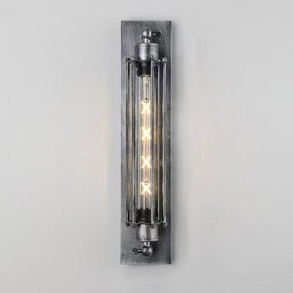 Industrial Iron Columnar 1-Light Wall Sconce Lamp