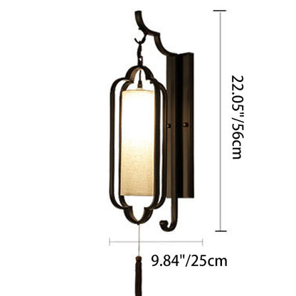 Chinese Strip Iron Fabric 1-Light Wall Sconce Lamp