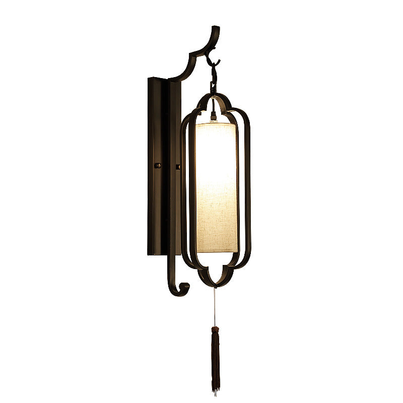 Chinese Strip Iron Fabric 1-Light Wall Sconce Lamp