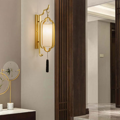 Chinese Strip Iron Fabric 1-Light Wall Sconce Lamp