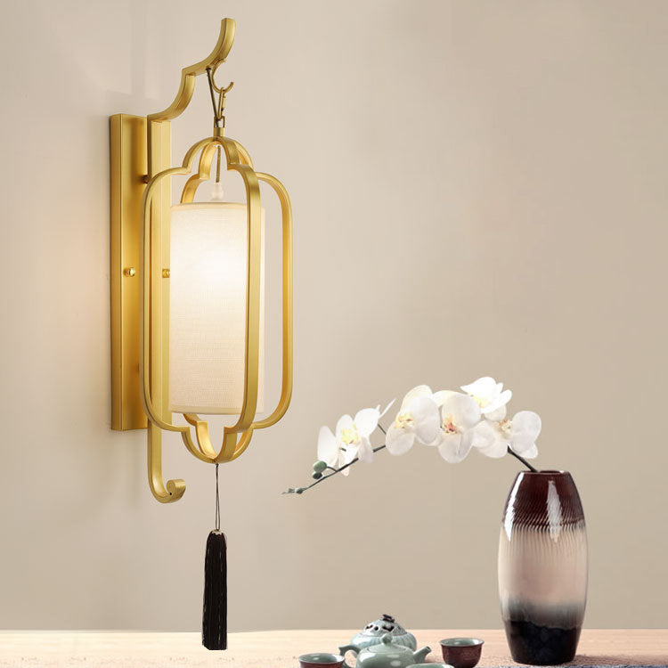 Chinese Strip Iron Fabric 1-Light Wall Sconce Lamp