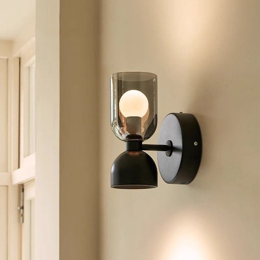 Deco Wine Cup Iron Aluminum Glass 2-Light Wall Sconce Lamp