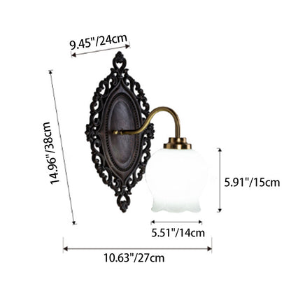 Flower Solid Wood Glass 1-Light Wall Sconce Lamp