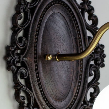 Flower Solid Wood Glass 1-Light Wall Sconce Lamp