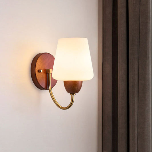 Vase Solid Wood Iron Glass 1-Light Wall Sconce Lamp