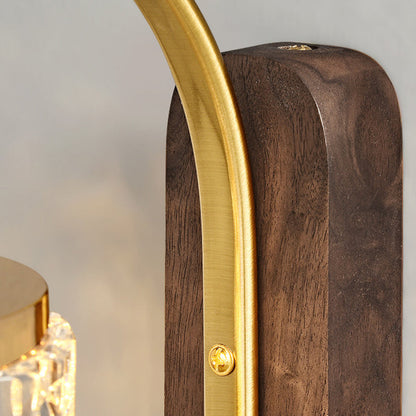 Round Acrylic Metal Solid Wood LED Wall Sconce Lamp