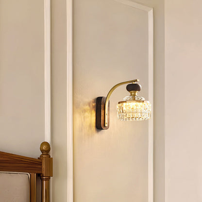 Round Acrylic Metal Solid Wood LED Wall Sconce Lamp