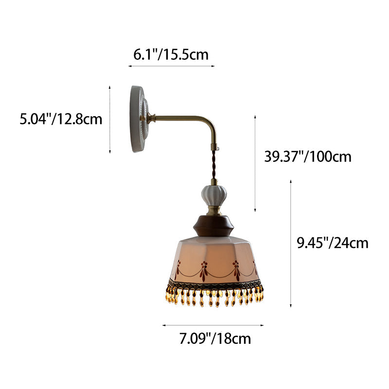 Bowl Brass Solid Wood Iron Ceramic 1-Light Wall Sconce Lamp