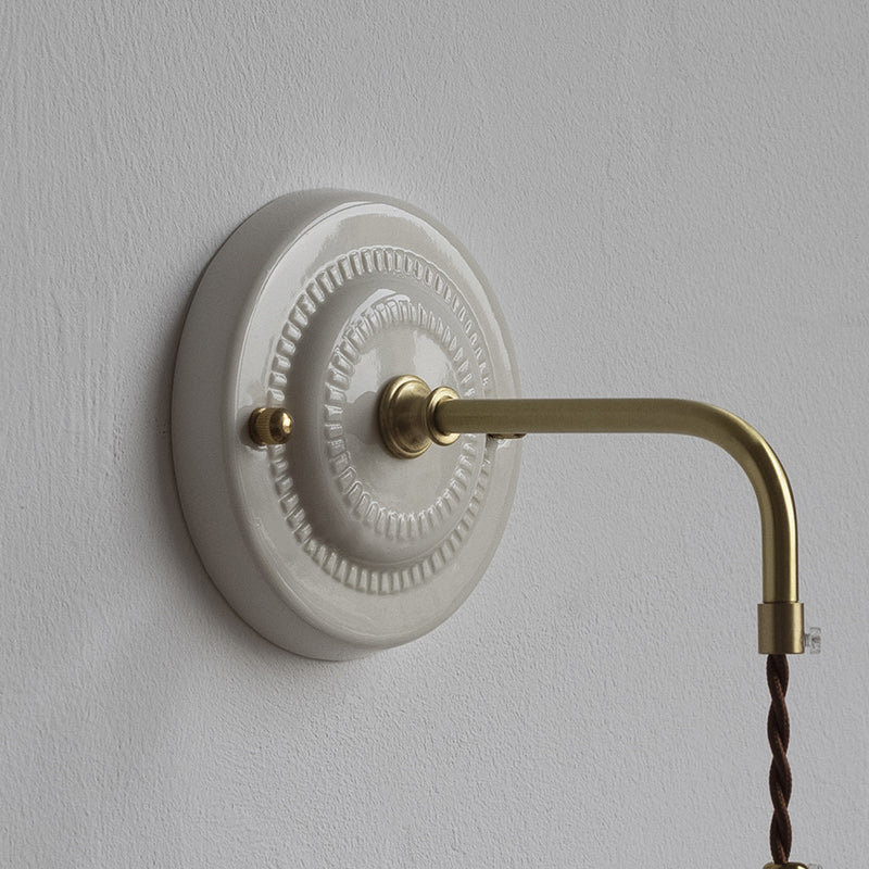 Bowl Brass Solid Wood Iron Ceramic 1-Light Wall Sconce Lamp