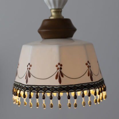 Bowl Brass Solid Wood Iron Ceramic 1-Light Wall Sconce Lamp