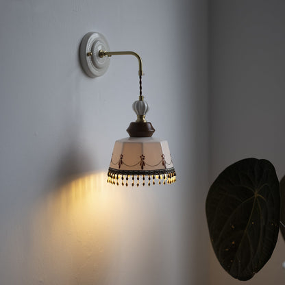 Bowl Brass Solid Wood Iron Ceramic 1-Light Wall Sconce Lamp