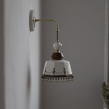 Bowl Brass Solid Wood Iron Ceramic 1-Light Wall Sconce Lamp