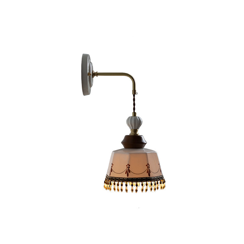 Bowl Brass Solid Wood Iron Ceramic 1-Light Wall Sconce Lamp