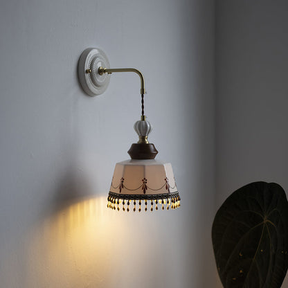 Bowl Brass Solid Wood Iron Ceramic 1-Light Wall Sconce Lamp