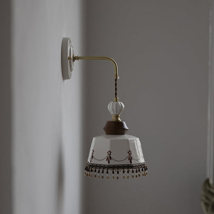 Bowl Brass Solid Wood Iron Ceramic 1-Light Wall Sconce Lamp