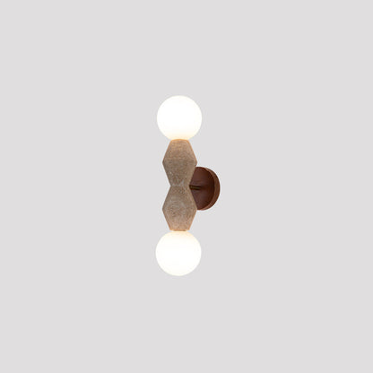 Japanese Wood Yellow Travertine 2-Light Wall Sconce Lamp