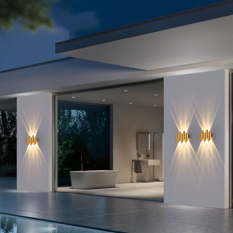 Waterproof Geometric Aluminum PC Outdoor Wall Sconce Lamp