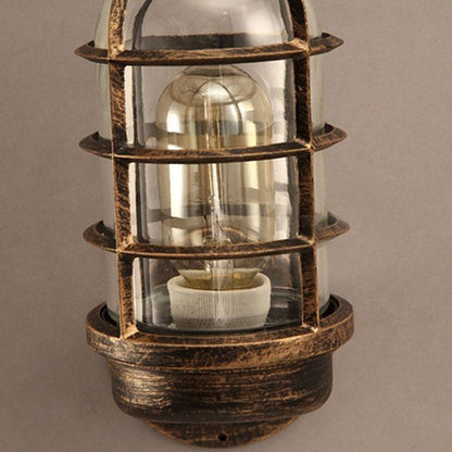 Industrial Cylinder Iron Glass 1-Light Wall Sconce Lamp