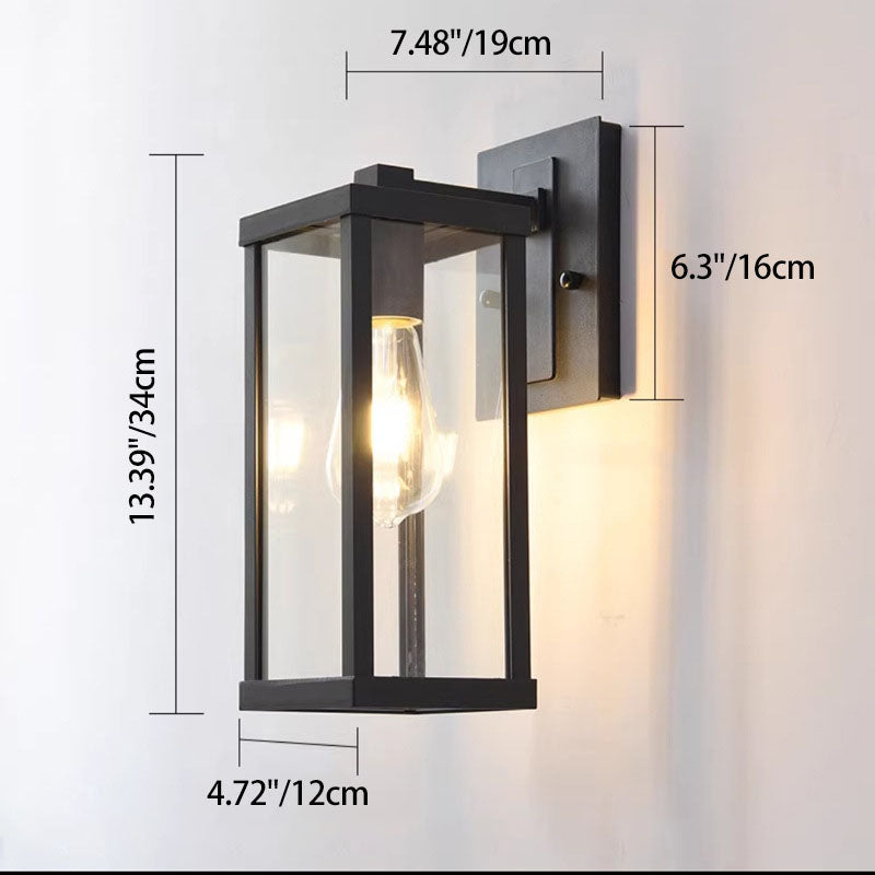 Industrial Rectangular Iron Glass 1-Light Wall Sconce Lamp
