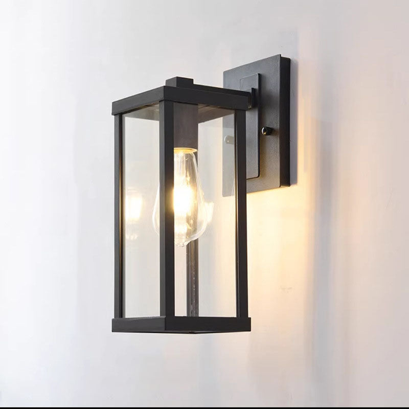 Industrial Rectangular Iron Glass 1-Light Wall Sconce Lamp