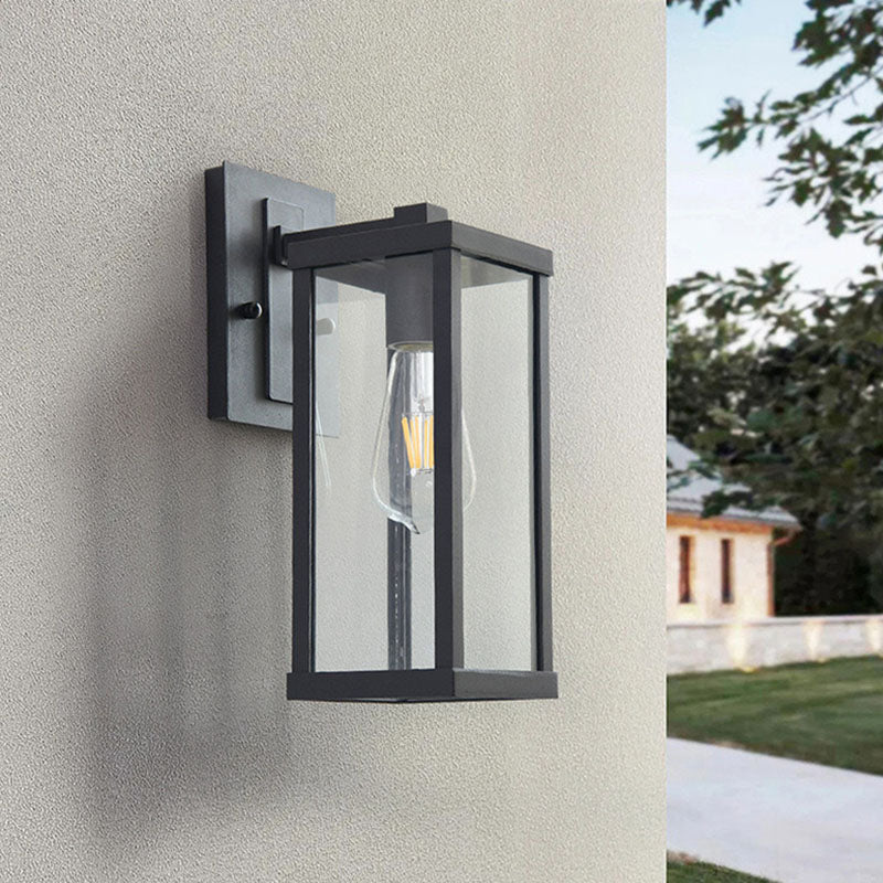 Industrial Rectangular Iron Glass 1-Light Wall Sconce Lamp