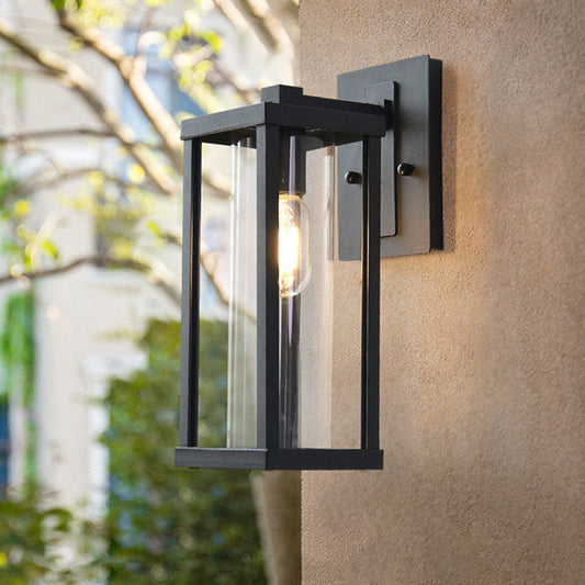 Industrial Rectangular Iron Glass 1-Light Wall Sconce Lamp