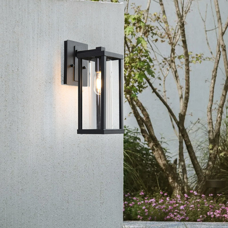 Industrial Rectangular Iron Glass 1-Light Wall Sconce Lamp