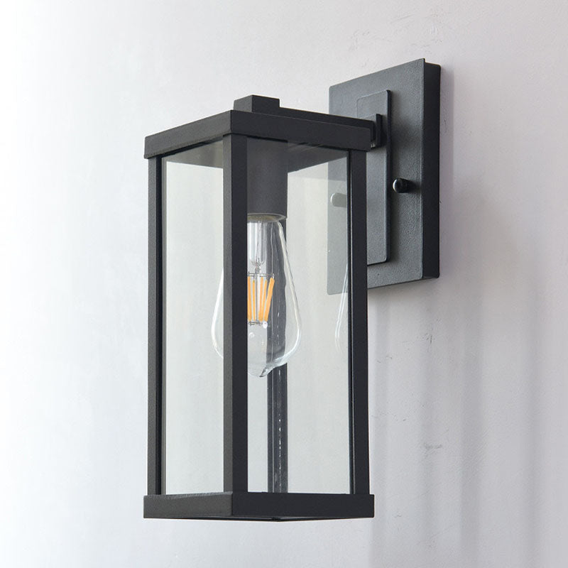 Industrial Rectangular Iron Glass 1-Light Wall Sconce Lamp