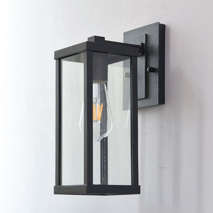 Industrial Rectangular Iron Glass 1-Light Wall Sconce Lamp