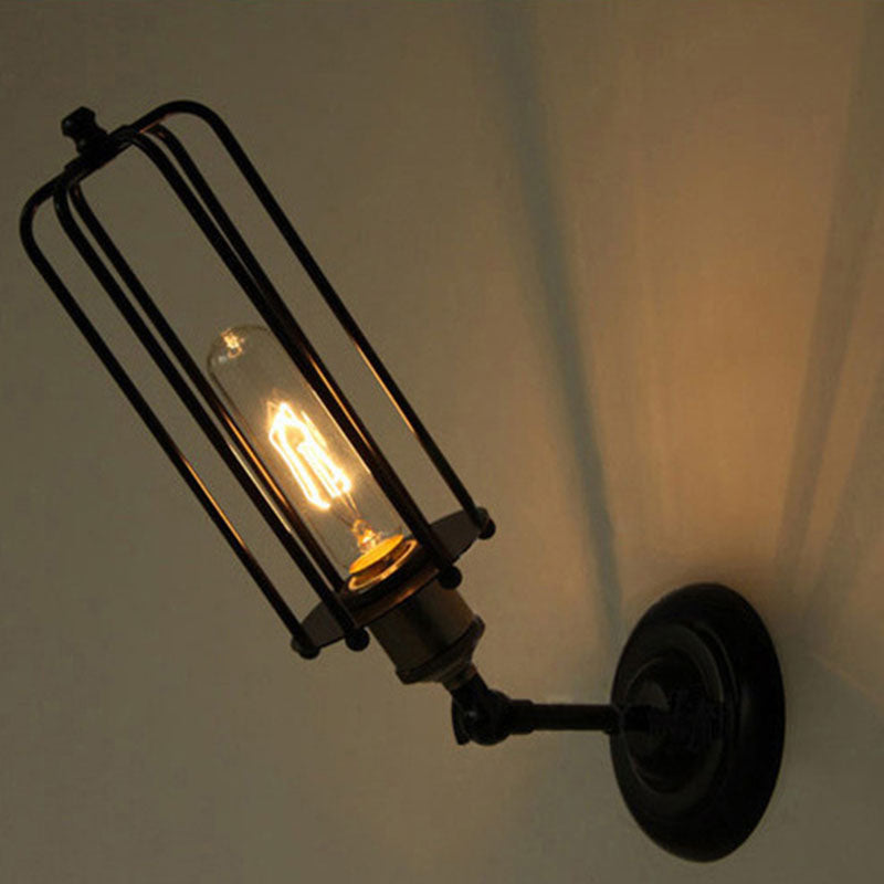 Rotatable Hollow Cylindrical Iron 1-Light Wall Sconce Lamp