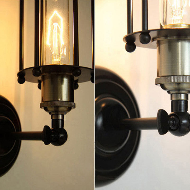 Rotatable Hollow Cylindrical Iron 1-Light Wall Sconce Lamp