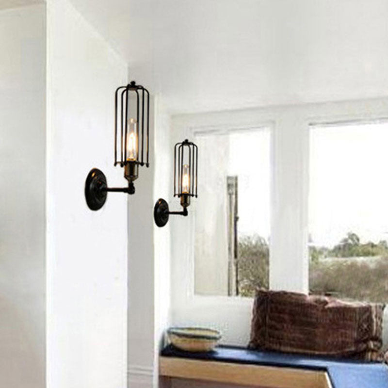 Rotatable Hollow Cylindrical Iron 1-Light Wall Sconce Lamp