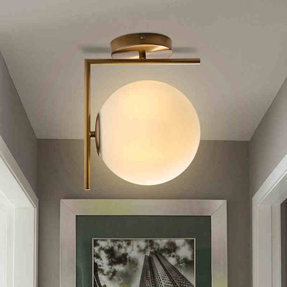 Nordic Round Metal Glass 1-Light Wall Sconce Lamp