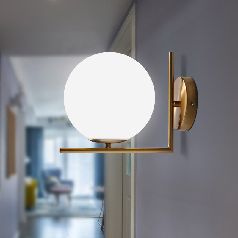 Nordic Round Metal Glass 1-Light Wall Sconce Lamp