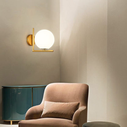 Nordic Round Metal Glass 1-Light Wall Sconce Lamp