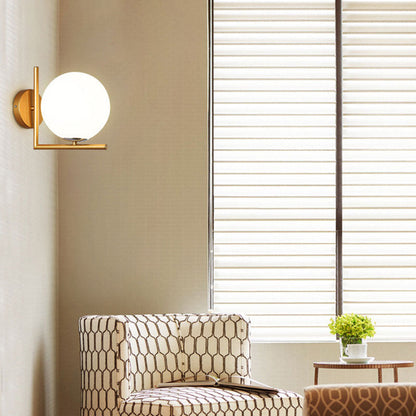 Nordic Round Metal Glass 1-Light Wall Sconce Lamp