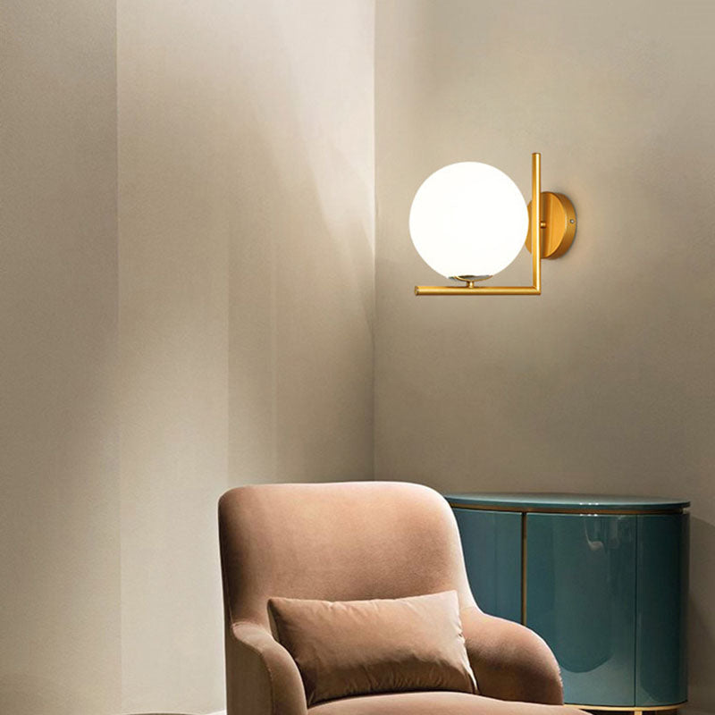 Nordic Round Metal Glass 1-Light Wall Sconce Lamp