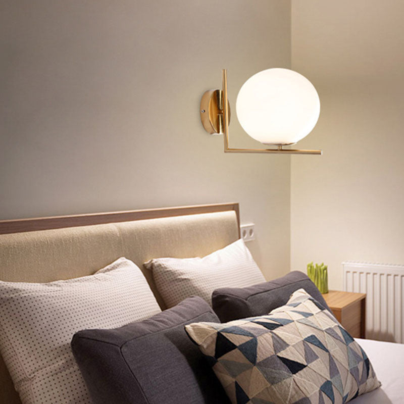 Nordic Round Metal Glass 1-Light Wall Sconce Lamp