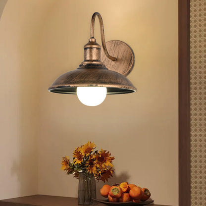 Industrial Pot Lid Iron 1-Light Wall Sconce Lamp