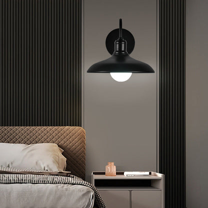 Industrial Pot Lid Iron 1-Light Wall Sconce Lamp