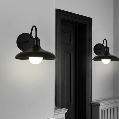 Industrial Pot Lid Iron 1-Light Wall Sconce Lamp